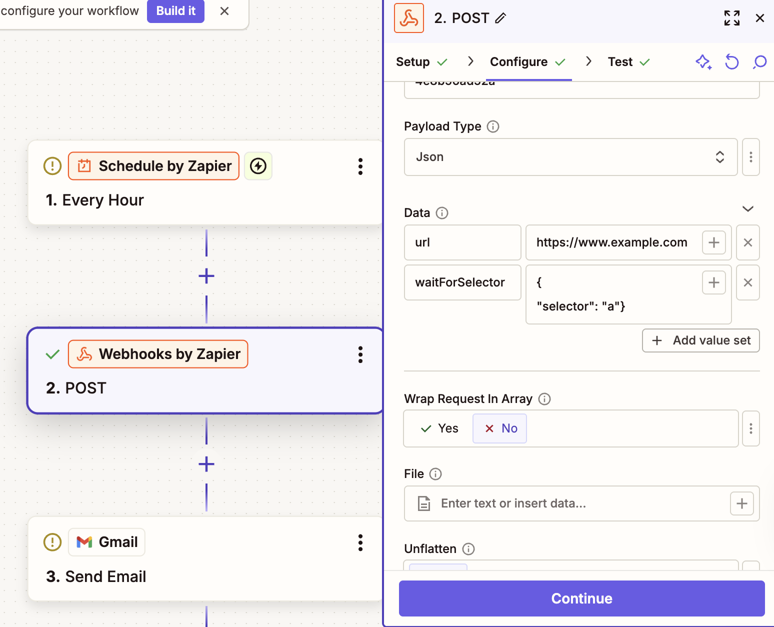 Zapier Webhook Configuration